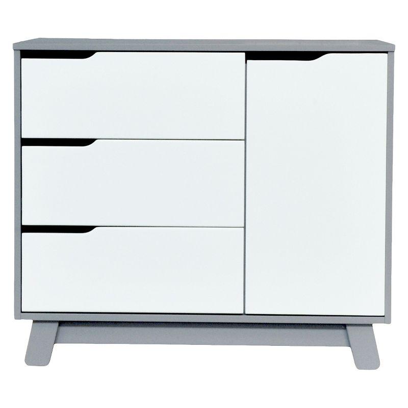 Gray and White 3-Drawer Changer Dresser with Removable Tray