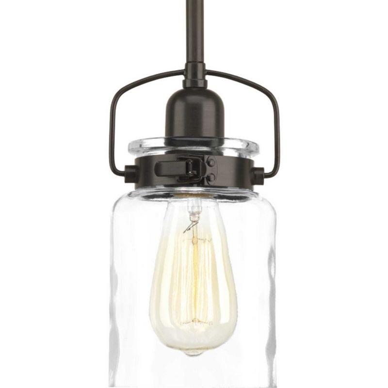 Progress Lighting Calhoun 1-Light Pendant, Antique Bronze, Parchment-Finish Glass Shade