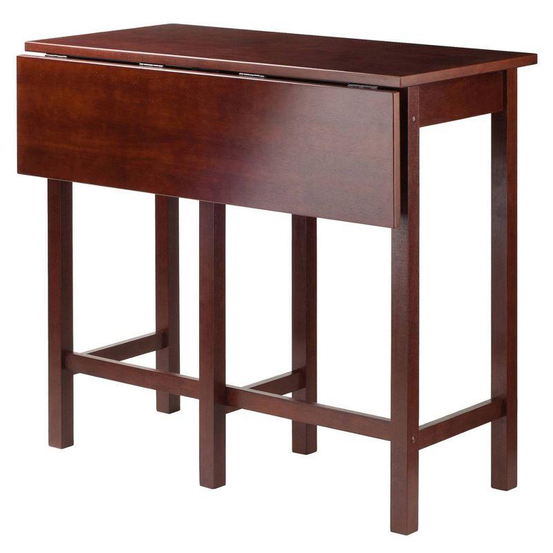 Lynnwood High Drop Leaf Dining Table Antique Walnut - Winsome: Solid Wood, Bar-Height, Rectangular