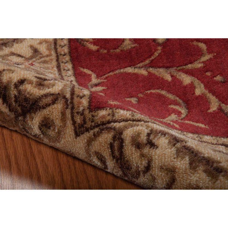 Elegant Crimson Cream Tufted Synthetic Area Rug 4' x 6'