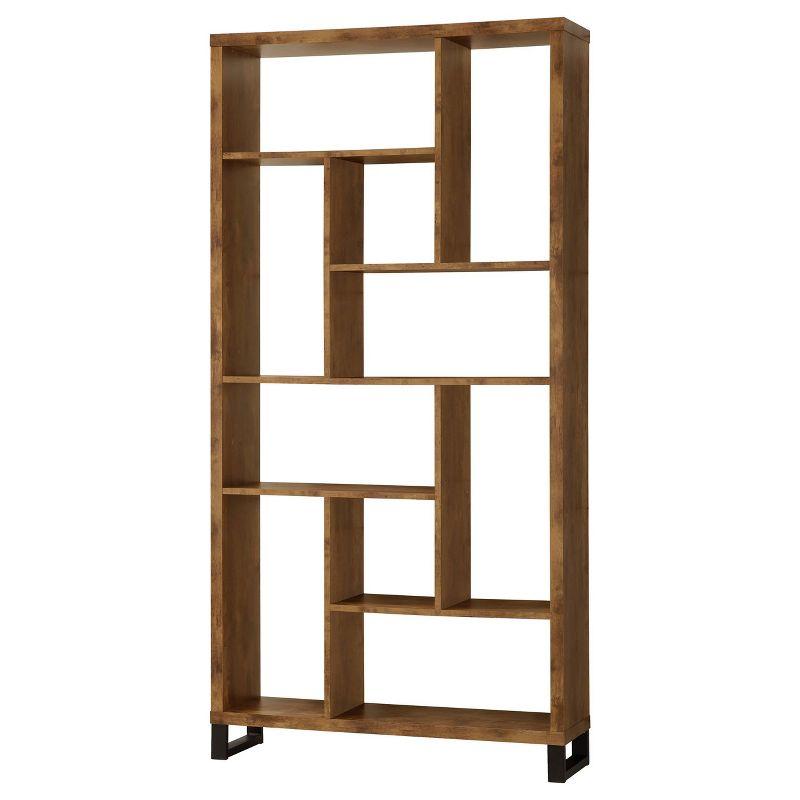 70.75" Delwin 10 Shelf Bookcase Antique Nutmeg - Coaster