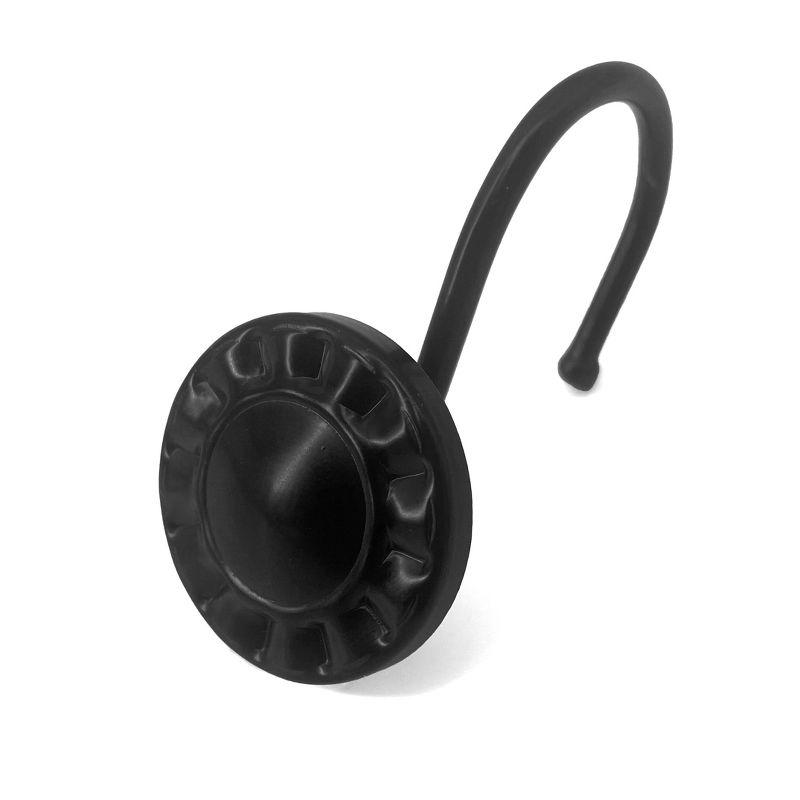 Home Mart Goods 12 Piece Set - Matte Black Heavy Duty Shower Curtain Hooks Rings Rustproof Metal
