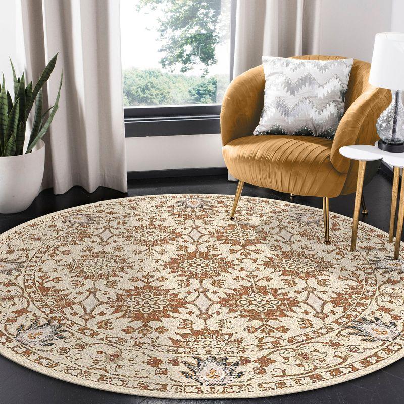 Carmel Vintage Floral Round Sand Indoor/Outdoor Rug