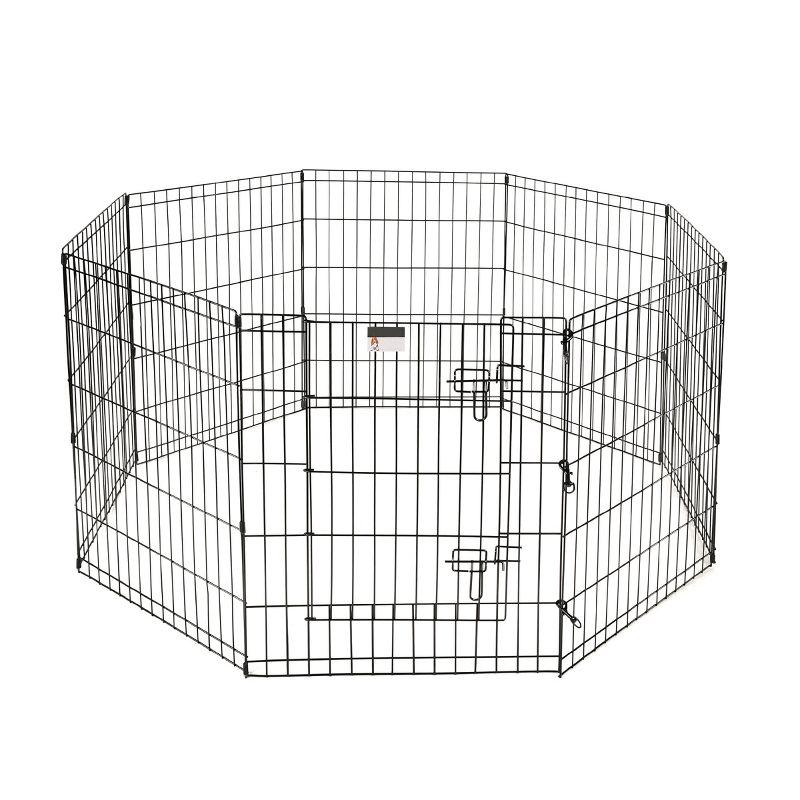 Pet Adobe 8-Panel Folding Metal Pet Playpen – Black