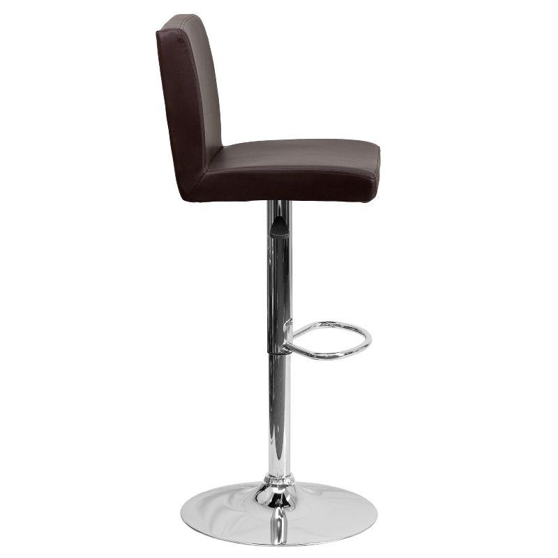 Luxurious Brown Vinyl Adjustable Swivel Barstool with Chrome Base