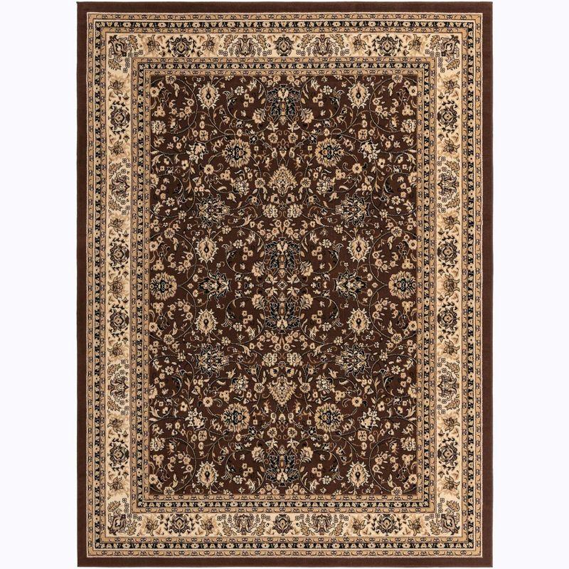 Reversible Brown and Ivory Synthetic 9' x 12' Rectangular Area Rug