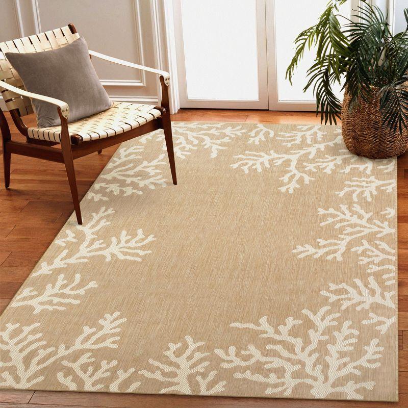 Liora Manne Carmel Coral Border Indoor/Outdoor Rug Sand 7'10" x 9'10"