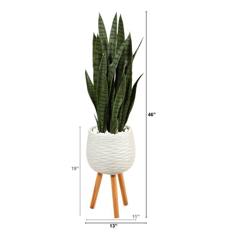 Elevated Outdoor 53" Plastic Potted Faux Sansevieria Plant