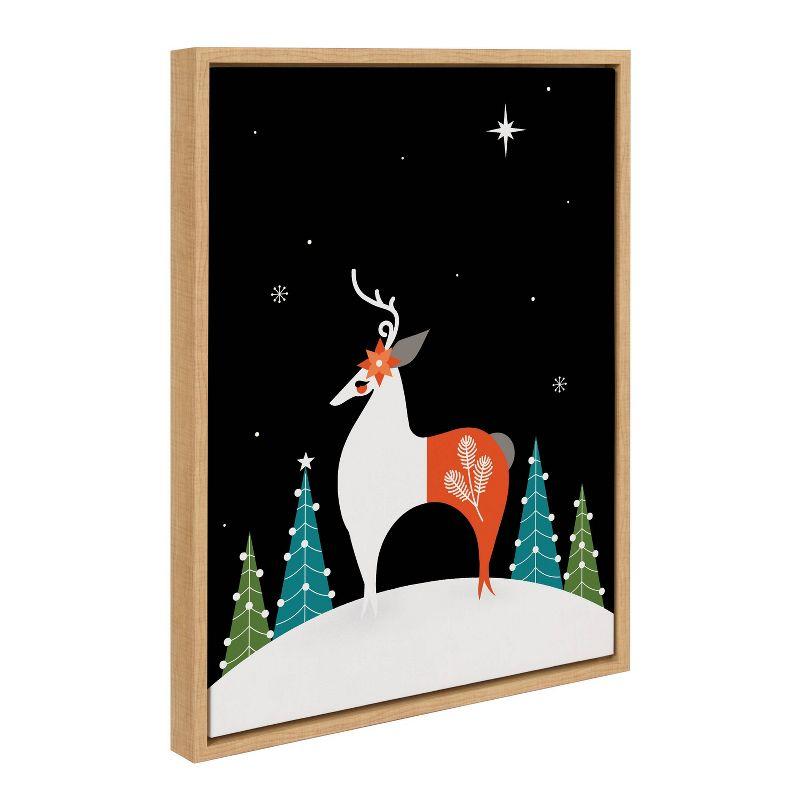 Kate & Laurel All Things Decor 18"x24" Sylvie Season's Greetings Reindeer Framed Canvas Wall Art by Amber Leaders Designs