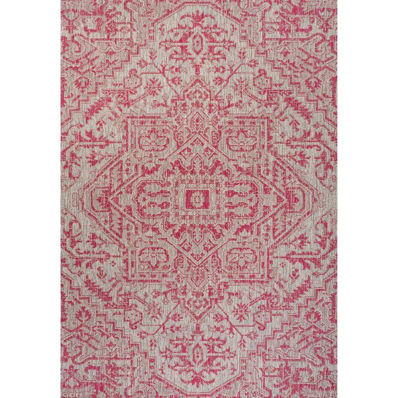 Estrella Bohemian Inspired Medallion Textured Weave Indoor/Outdoor Area Rug - JONATHAN Y