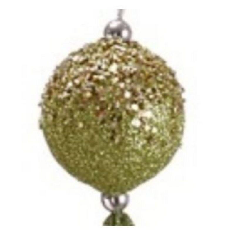 Allstate 12" Brites Glittered Ball with Tassels Christmas Ornament - Lime Green