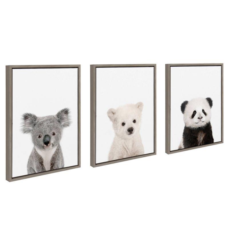 3pc Sylvie Three Bears Framed Canvas Wall Art by Amy Peterson: Modern Nursery Decor - Kate & Laurel