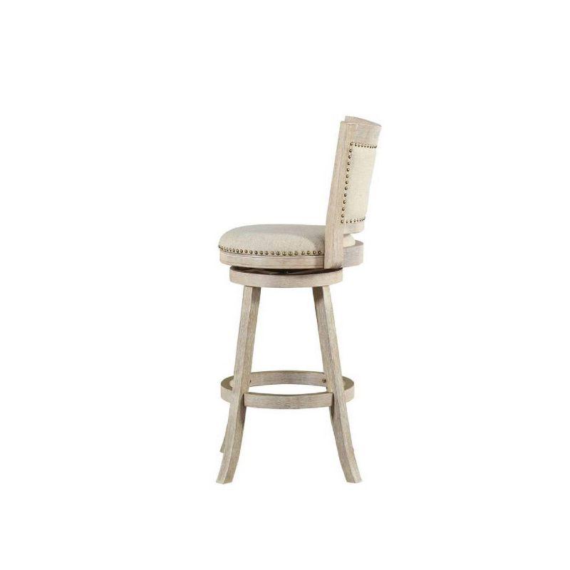 29" Melrose Swivel Barstool Ivory Wire Brush - Boraam: Rubberwood Frame, Linen Upholstery, Brass Nailheads