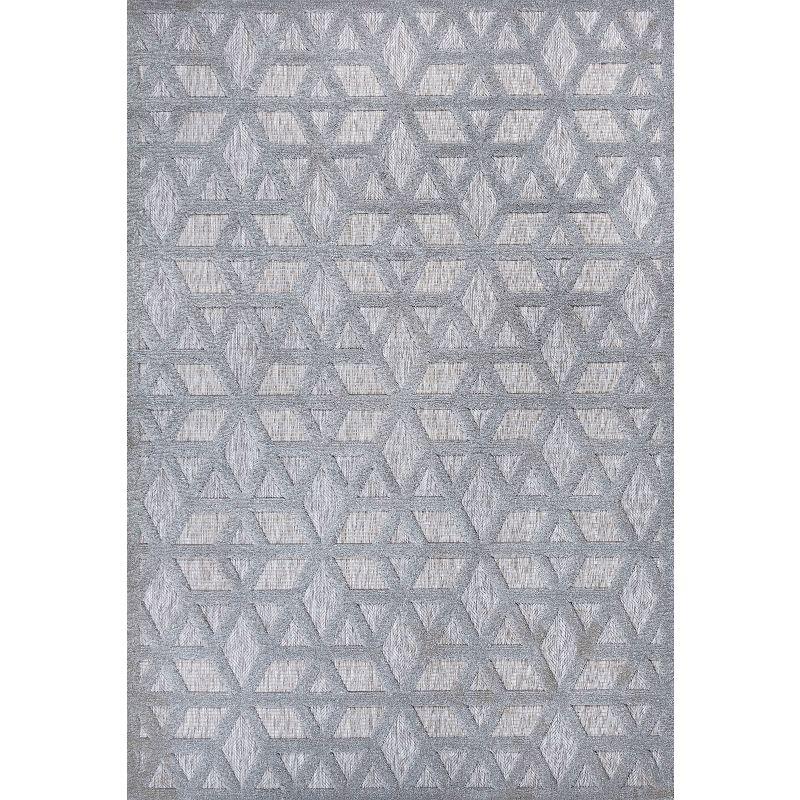 5'x8' Talaia Neutral Geometric Indoor/Outdoor Area Rug, Light Gray - JONATHAN Y