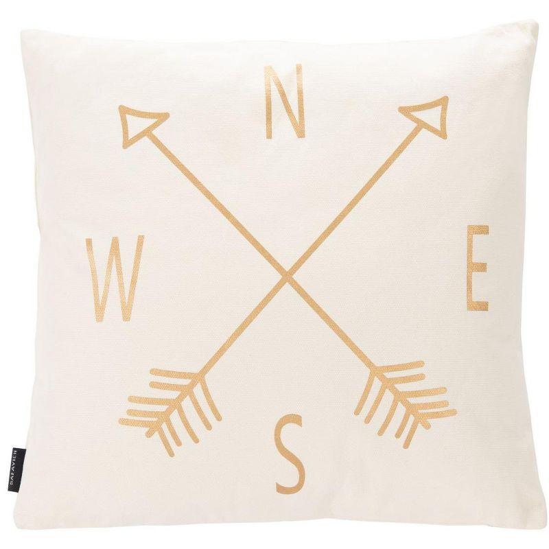 Safavieh 19" Compass Square Throw Pillow in Beige/Gold