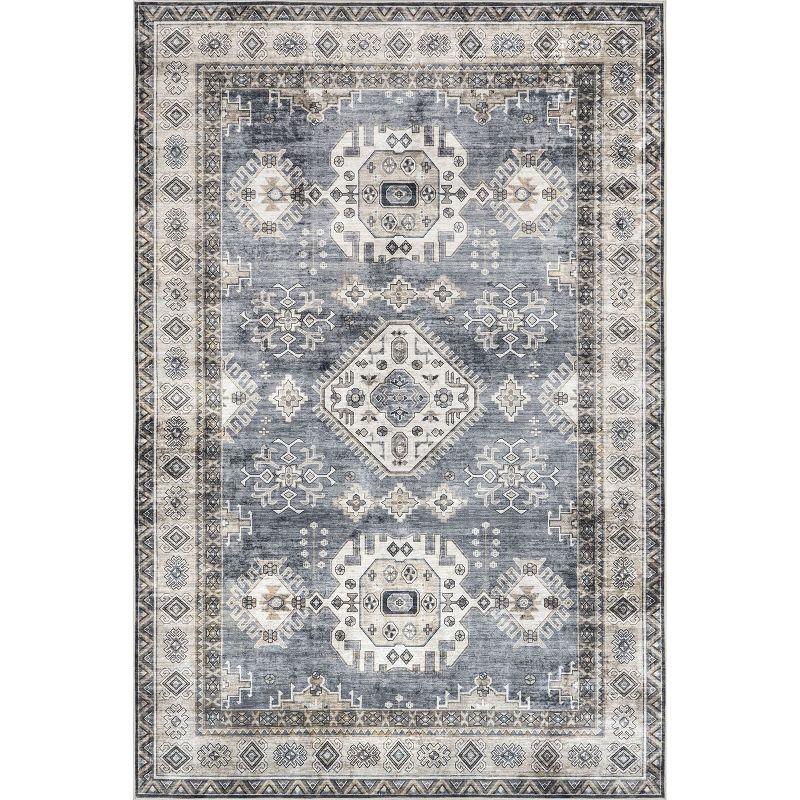 Nuloom Evelina Traditional Spill Proof Treated Pet Friendly Premium Machine Washable Area Rug, 8' x 10', Blue