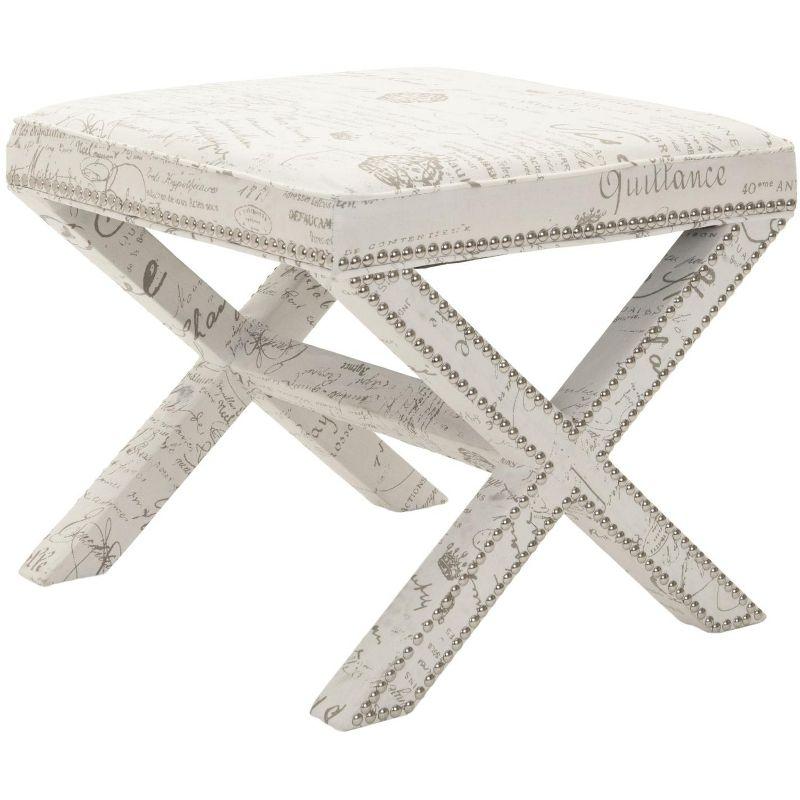 Palmer Ottoman With Silver Nailhead - MCR4589 - Multi/Beige - Safavieh