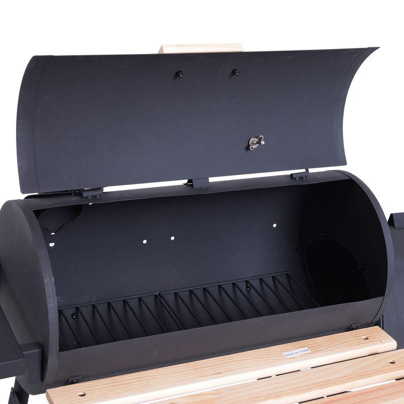 Outsunny 231 Sq.In. Steel Portable Backyard Charcoal BBQ Grill and Offset Smoker Combo with Wheels