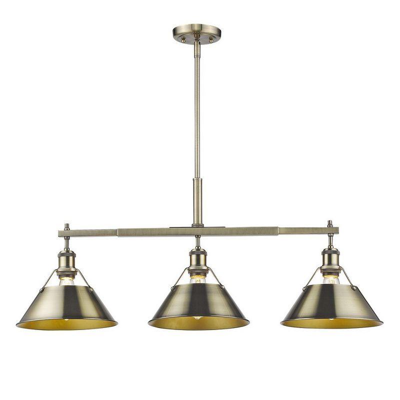 Golden Lighting Orwell 3-Light Linear Pendant in Matte Black with Clear Glass