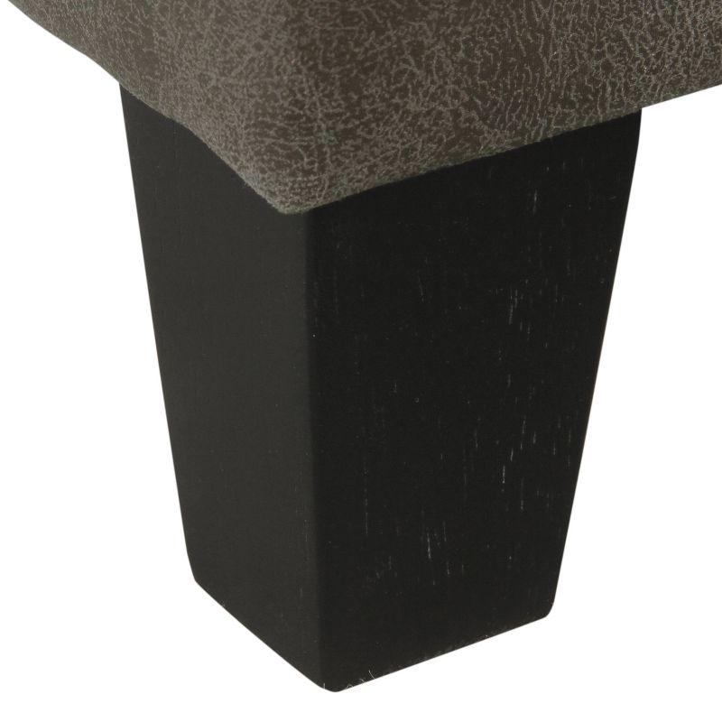 Gray Faux Leather Square Storage Ottoman with Black Legs