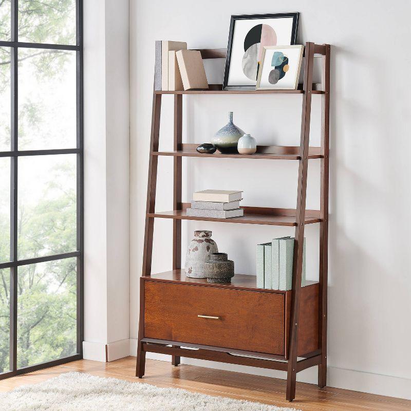 Landon 77'' Mahogany Mid-Century Modern Large Etagere