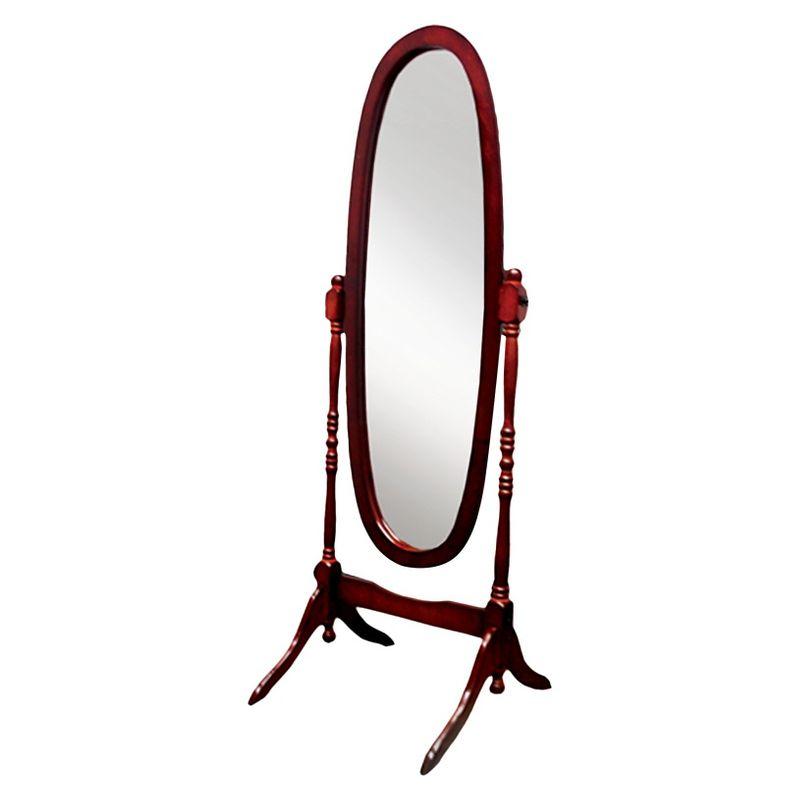 Elegant Oval Cherry Wood Freestanding Full-Length Mirror