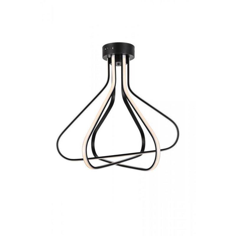 Elegant Lighting Dahlia 3 light in Black Flush mount