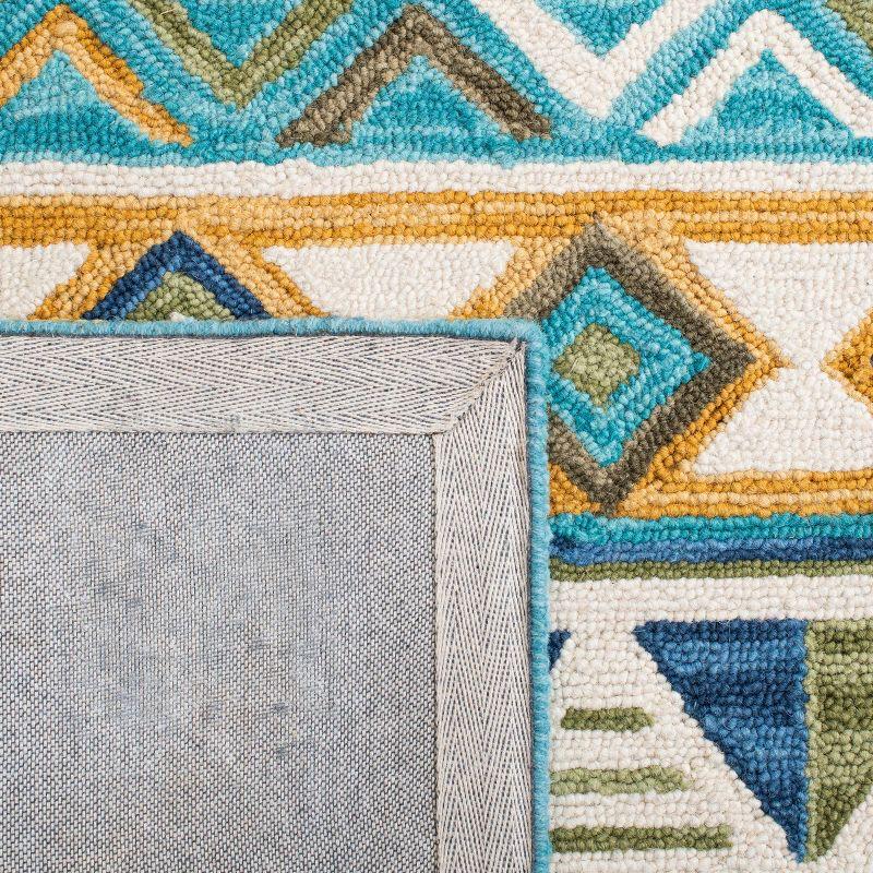 Blue and Yellow Geometric Wool 8' x 10' Area Rug