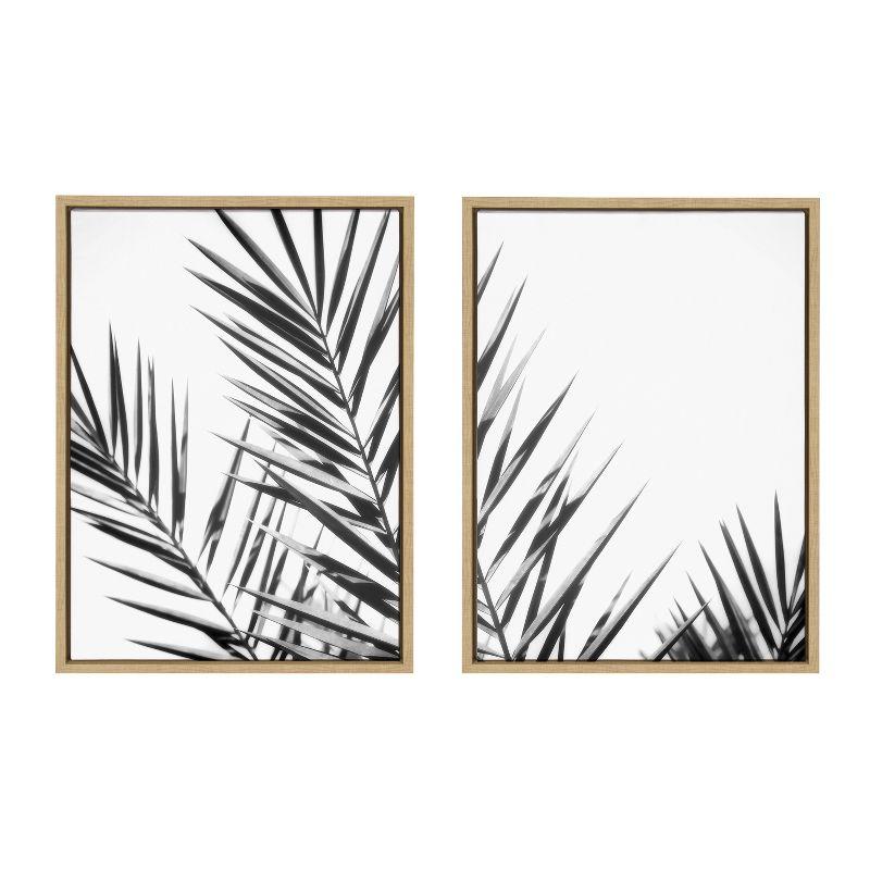 Sylvie Palm I and II Black and White Framed Canvas Set