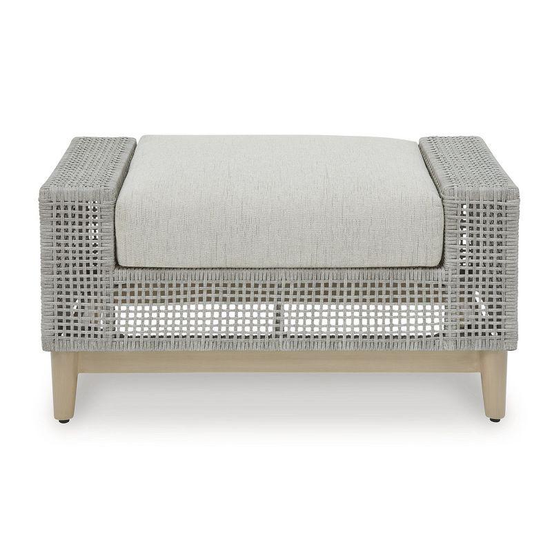 Signature Design by Ashley Seton Creek Outdoor Ottoman with Cushion, Gray