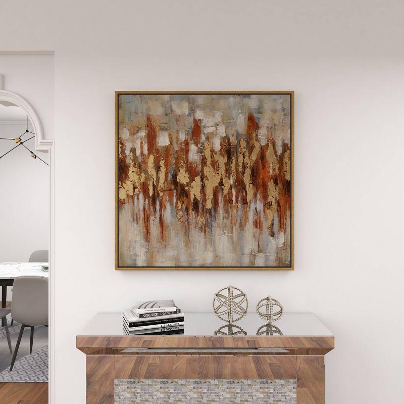 Canvas Abstract Framed Wall Art with Gold Frame Gold - Olivia & May: Elegant Decor, Vertical Orientation, Sawtooth Hanging