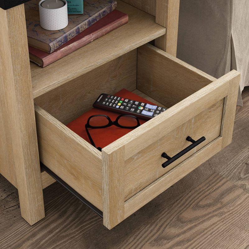 Bridge Acre Rustic Farmhouse Side Table Orchard Oak - Sauder: Open Shelf, Drawer Storage, MDF Construction