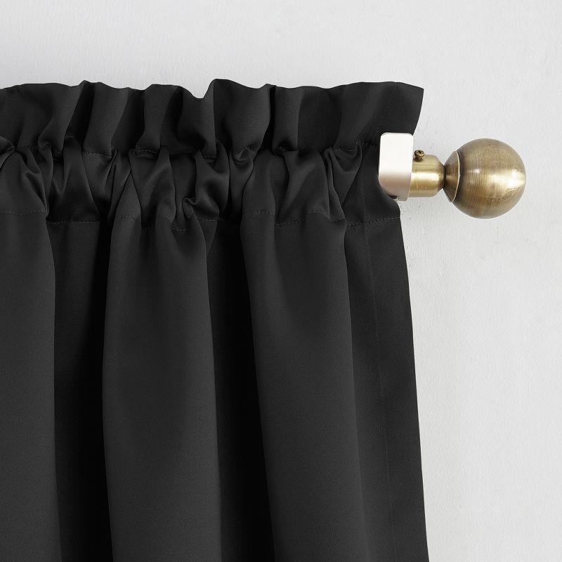 Black Polyester Room Darkening Rod Pocket Curtain Panel