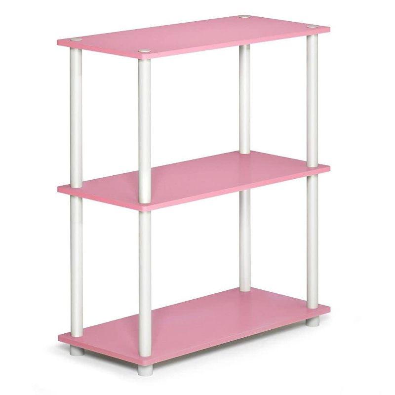 Pink and White 3-Tier Kids' Wooden Bookshelf