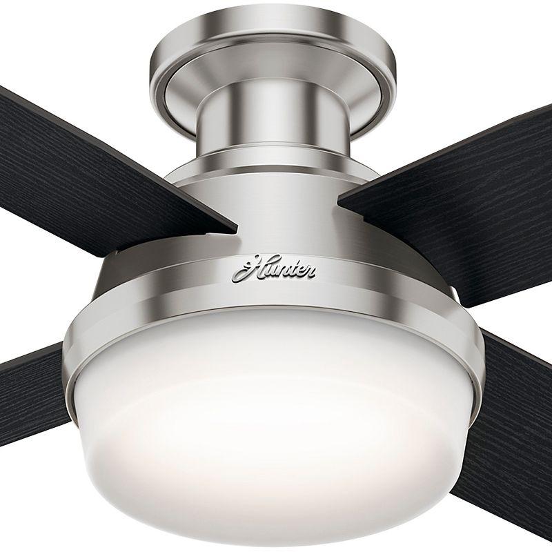 Dempsey Low Profile 44" 4 - Blade Indoor Flush Mount Small Room Ceiling Fan with Lights and Remote