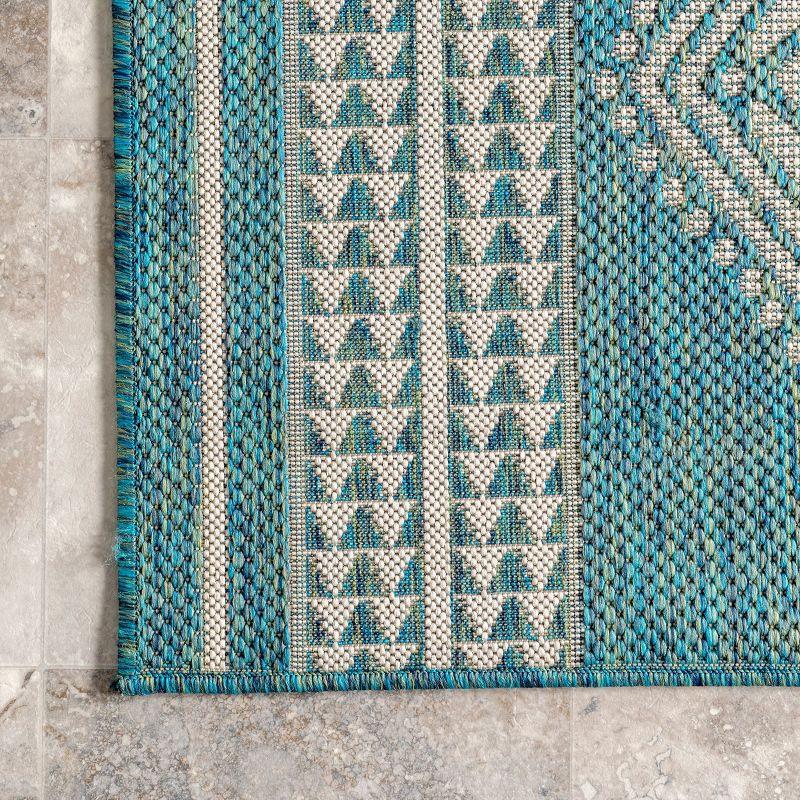 nuLOOM 5' x 8' Outdoor Geometric Area Rug, Stain Resistant, Weather Resistant, High Traffic, Patio, Balcony, Outside, Ranya Teal