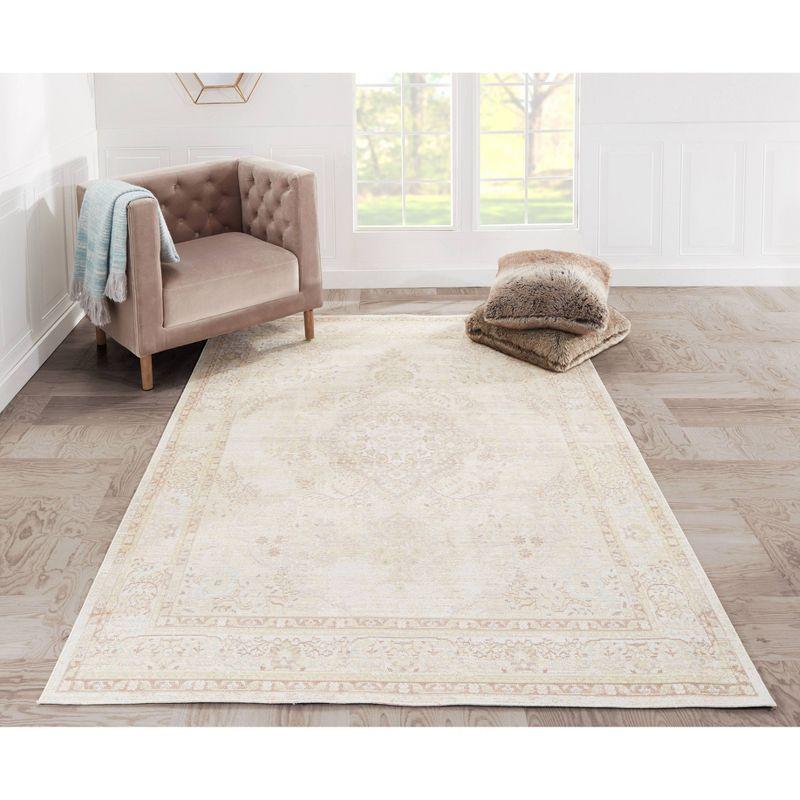 Momeni 2'7"x8' Isabella Kimora Machine Loomed Runner Rug Ivory: Geometric Medallion Pattern, Low Pile, Indoor Use