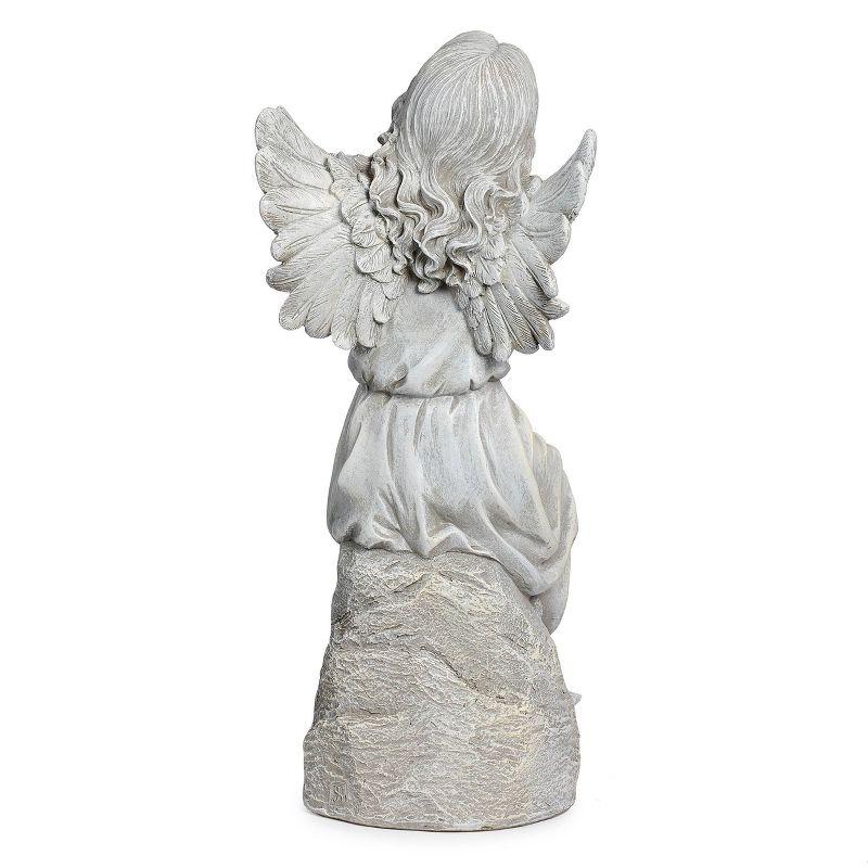 Roman 16" Sitting Angel Resin Outdoor Garden Statues Gray