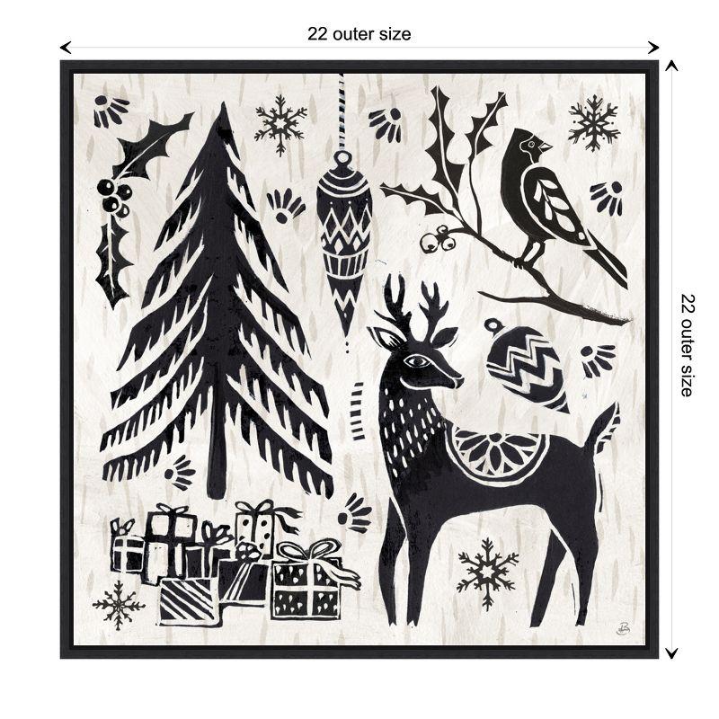 Amanti Art Woodcut Christmas V by Daphne Brissonnet Canvas Wall Art Print Framed 22 x 22-in.