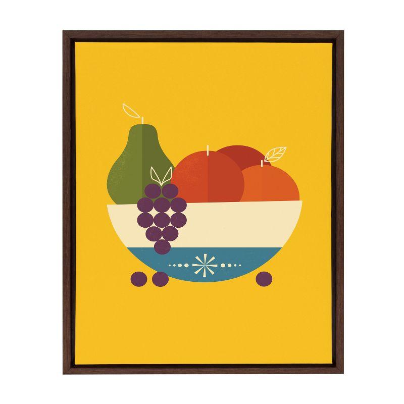 Amber Leaders Designs Fruit Bowl Framed Canvas Art, 18x24, Walnut Brown