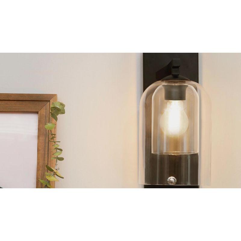 Matte Black Industrial-Style Dimmable Wall Sconce with Glass Dome