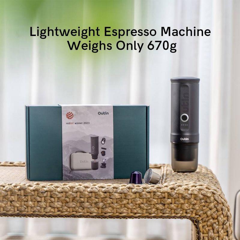 Outin Nano 2pk Portable Electric Espresso Machine with Protective Travel Case Space Gray