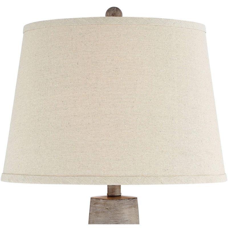 Rustic Gray Urn Table Lamps with Beige Shades, Set of 2