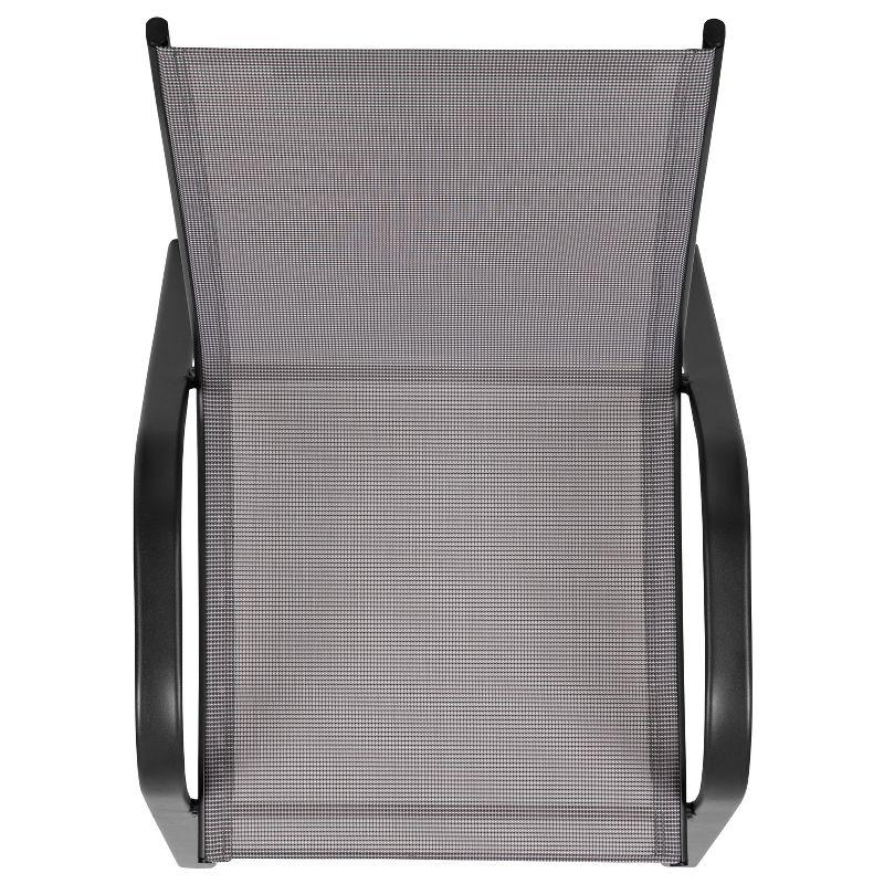 Emma and Oliver 4 Pack Gray Outdoor Stack Chair with Flex Comfort Material - Patio Stack Chair