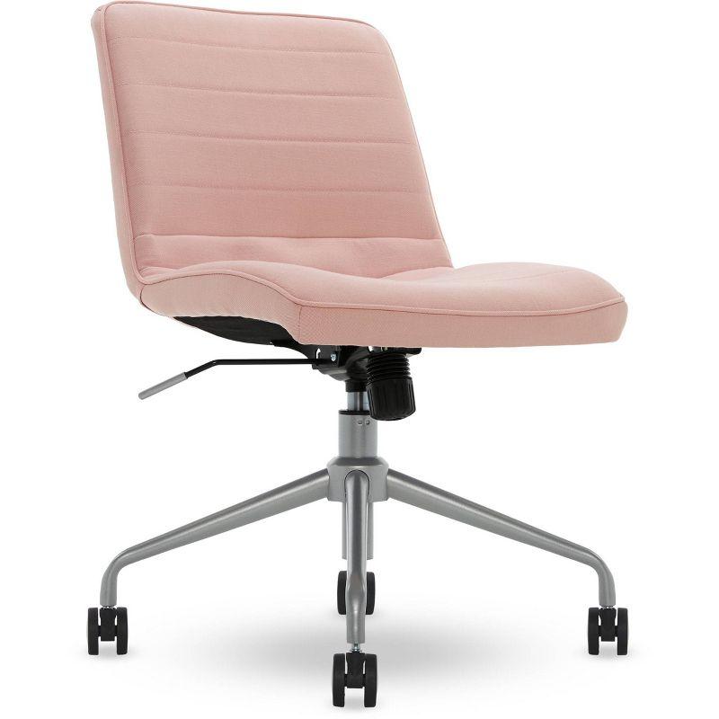 French Pink Armless Task Chair with Chrome-Finished Base