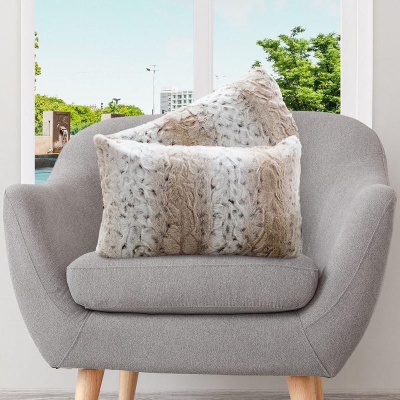 Cheer Collection Animal Print Faux Fur Throw Pillow (Set of 2)
