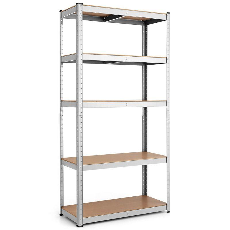 Costway 1/2/3/4PC Adjustable 36''x72'' Heavy Duty 5 Level Garage Tool Shelf 2000lbs Silver