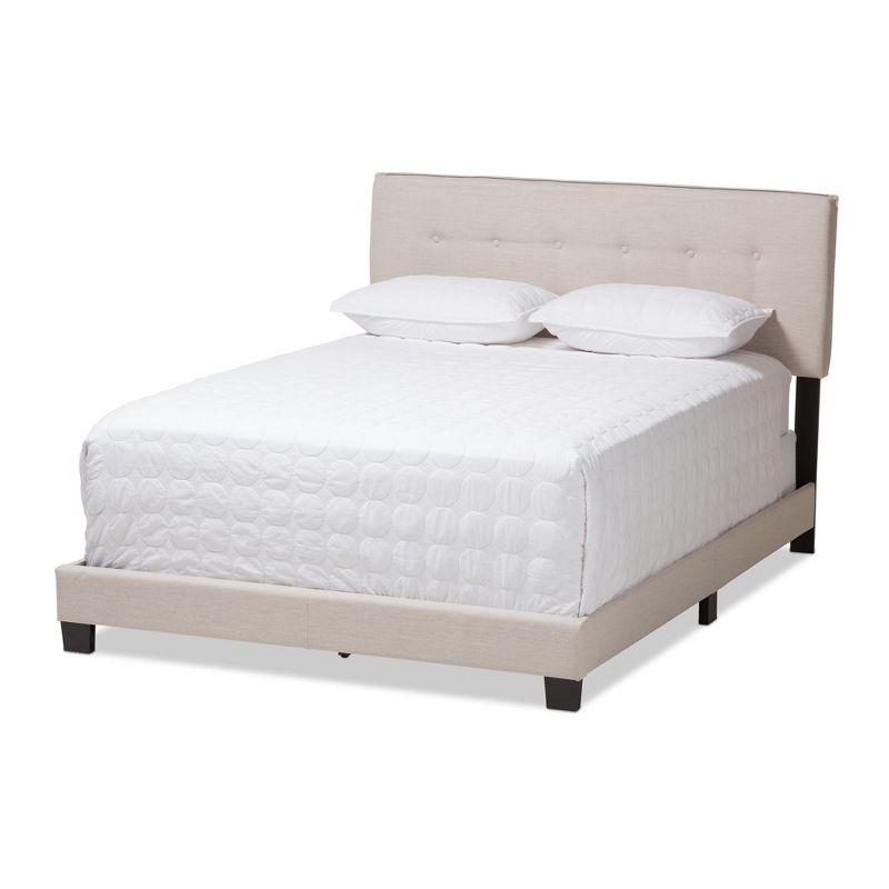 Audrey Light Beige Upholstered Queen Bed with Tufted Headboard and Drawer