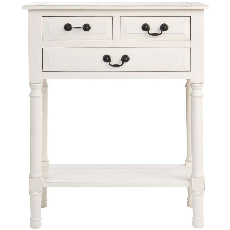 Primrose 3 Drawer Console Table - Distrssed White - Safavieh