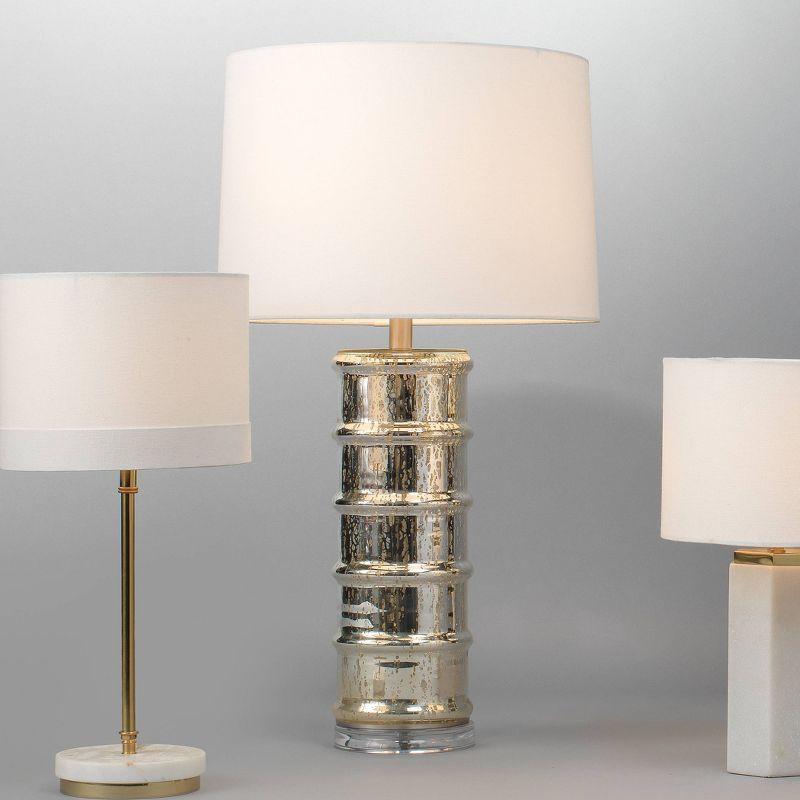 Irene Table Lamp Silver with 3-Way Rotary Switch & Linen Shade - Splendor Home: Mercury Glass, Modern Decor